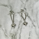 Silver Chain Heart Loop Earrings