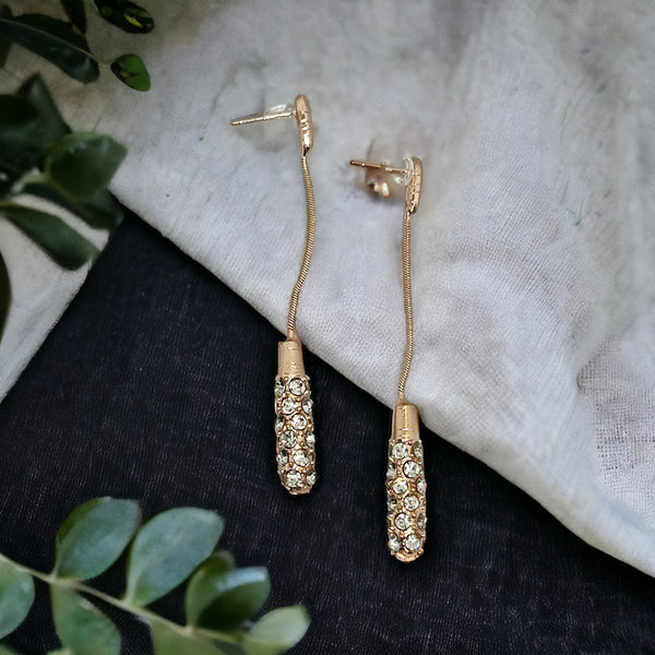 Rose Gold Rhinestone Teardrop Earrings