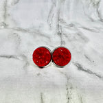 Deep Red Geode Stud Earrings