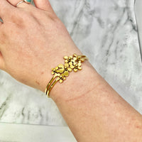 Gold Flower Bangle Bracelet