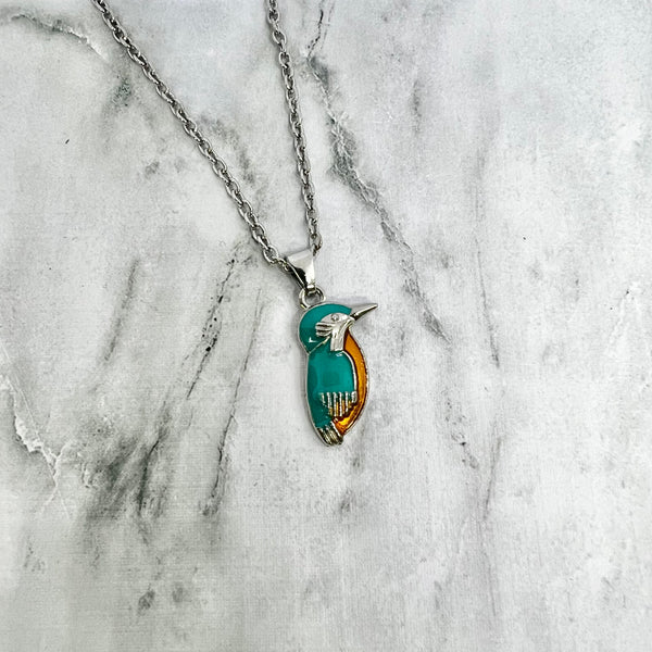 Brown & Turquoise Hummingbird Necklace