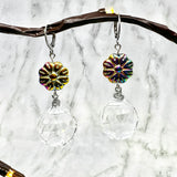 Crystal Ball Iridescent Floral Earrings