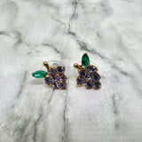 Grape Rhinestone Stud Earrings