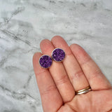 Royal Purple Geode Stud Earrings