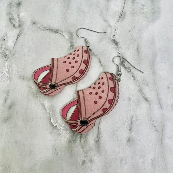 On Wednesdays We Wear Pink Crocs Earrings