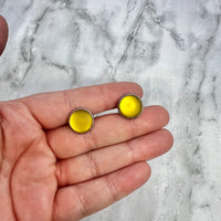 Yellow Sea Glass Stud Earrings