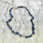 Blue Stone Chip Bead Choker Necklace