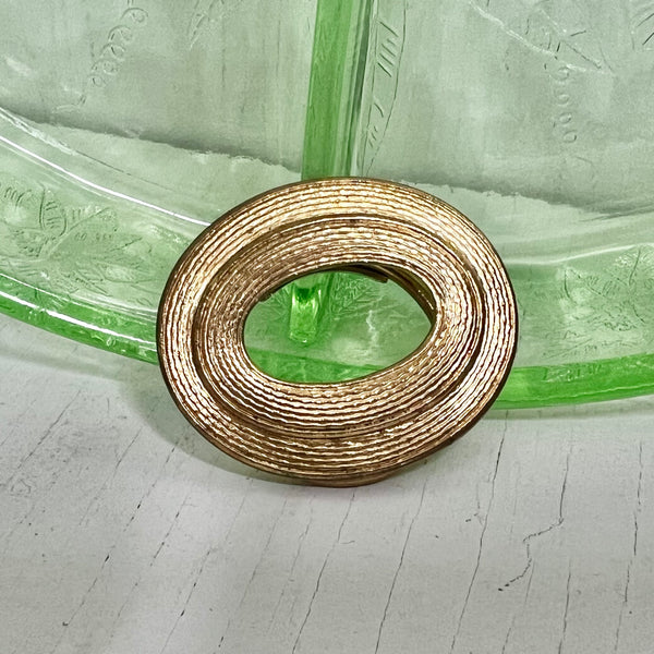 Oval Textured Gold Tone Scarf Clip Germany