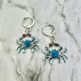Blue Crab Charm Earrings