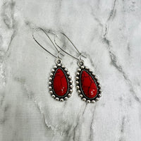 Red Marble Teardrop Earrings