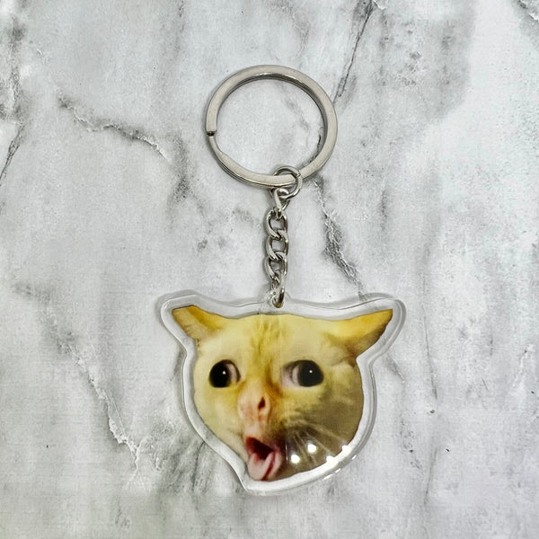 Coughing Cat Meme Keychain