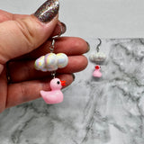 Rub A Dub Dub Pink Duck Earrings