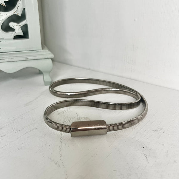 Vintage Bar Buckle Stretch Metal Belt Necklace