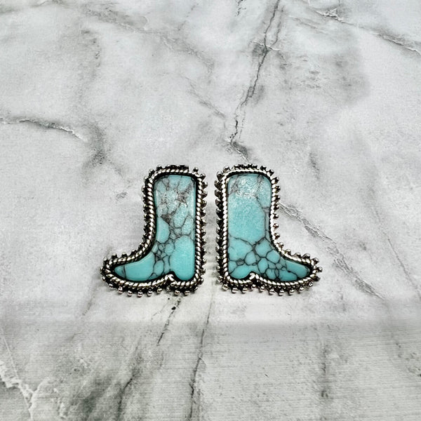 Turquoise Boot Statement Stud Earrings