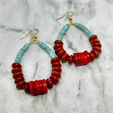 Turquoise, Jasper, & Coral Earrings