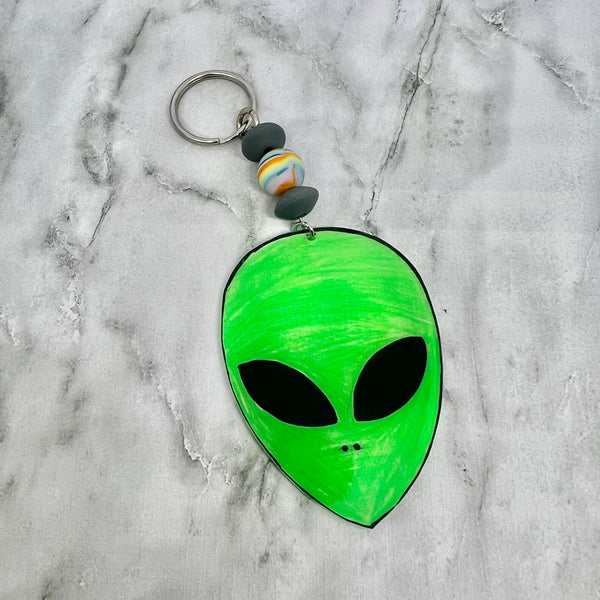 Green Alien Large Keychain