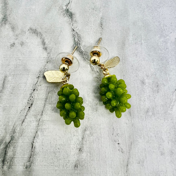 Green Grape Cluster Earrings