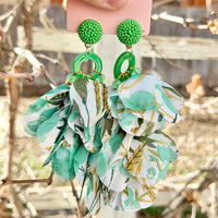 Spring Leaves Statement Fabric Earrings
