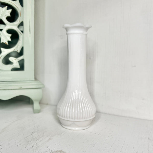 Vintage Milk Glass Flower Petal Top Vase