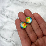 Rainbow Moon Stud Earrings