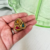 Tri-Color Vintage Clip On Earrings