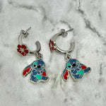 Stitch Flower Huggie Hoop Earrings