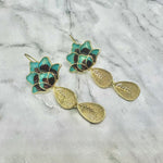 Turquoise Lotus Earrings