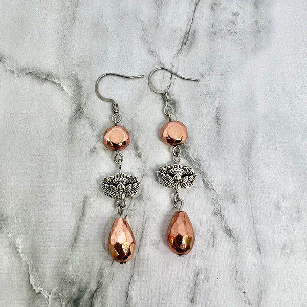 Copper Lotus Earrings