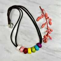 Howlite & Leather Rainbow Necklace