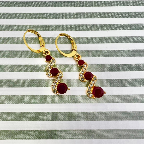 Trifecta Red Rhinestone Earrings