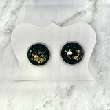 Black Gold Fleck Stud Earrings