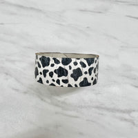 Cow Print Leather & Cork Snap Cuff Bracelet
