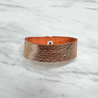 Rose Gold Leather Snap Cuff Bracelet