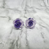 Purple Glitter Rose Stud Earrings