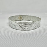 Silver Embossed Leather Slim Cuff