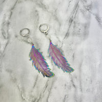 Iridescent Feather Earrings