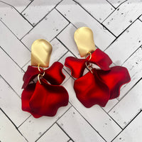 Velvet Red Petal Earrings