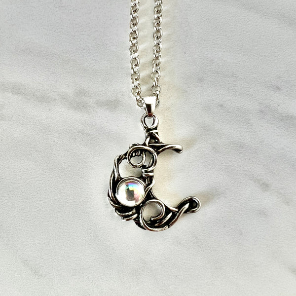 Antique Swirled Moon Necklace